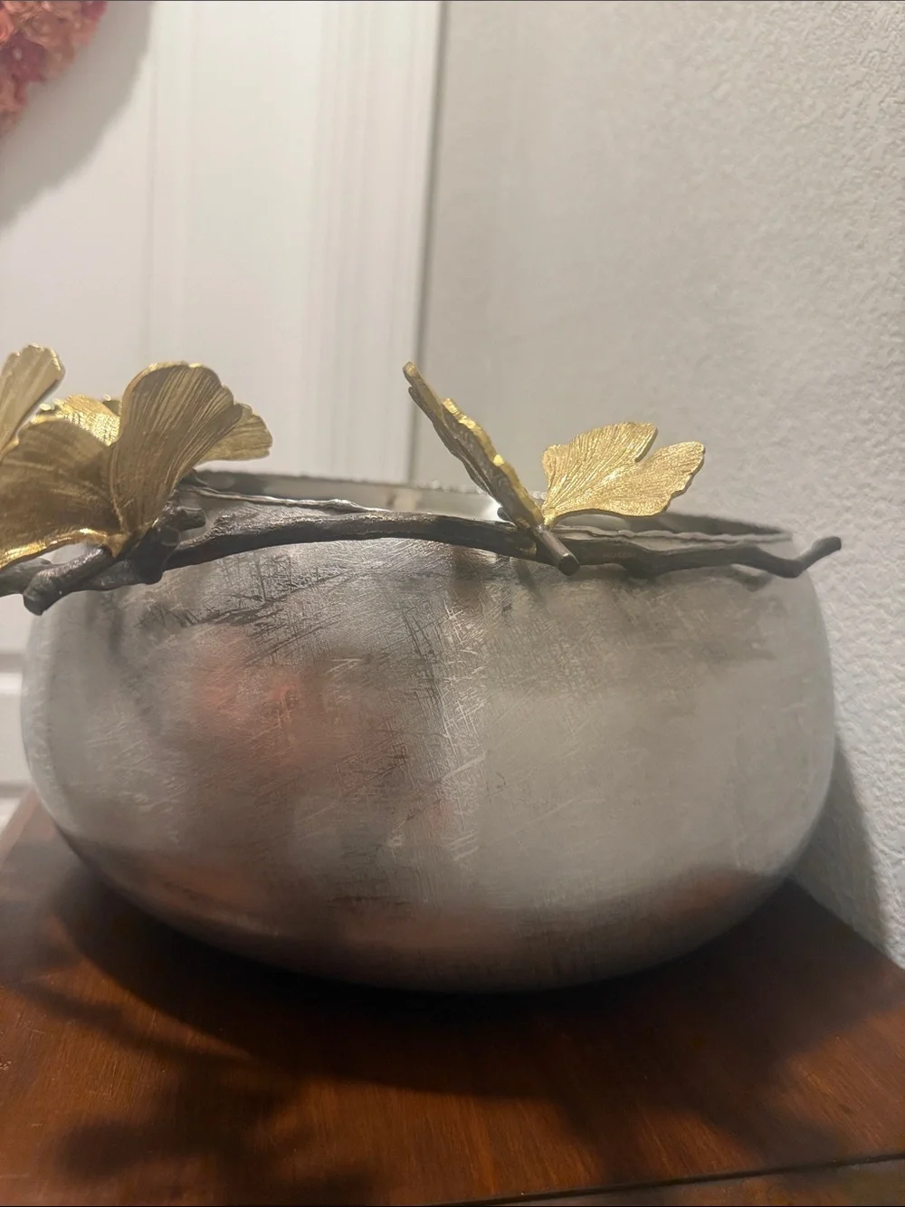 Michael Aram Hand textured SS & Brass Decorative Serving Bowl or Centerpiece